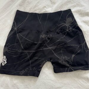 NFGU Black Spiderweb Print Athletic Shorts